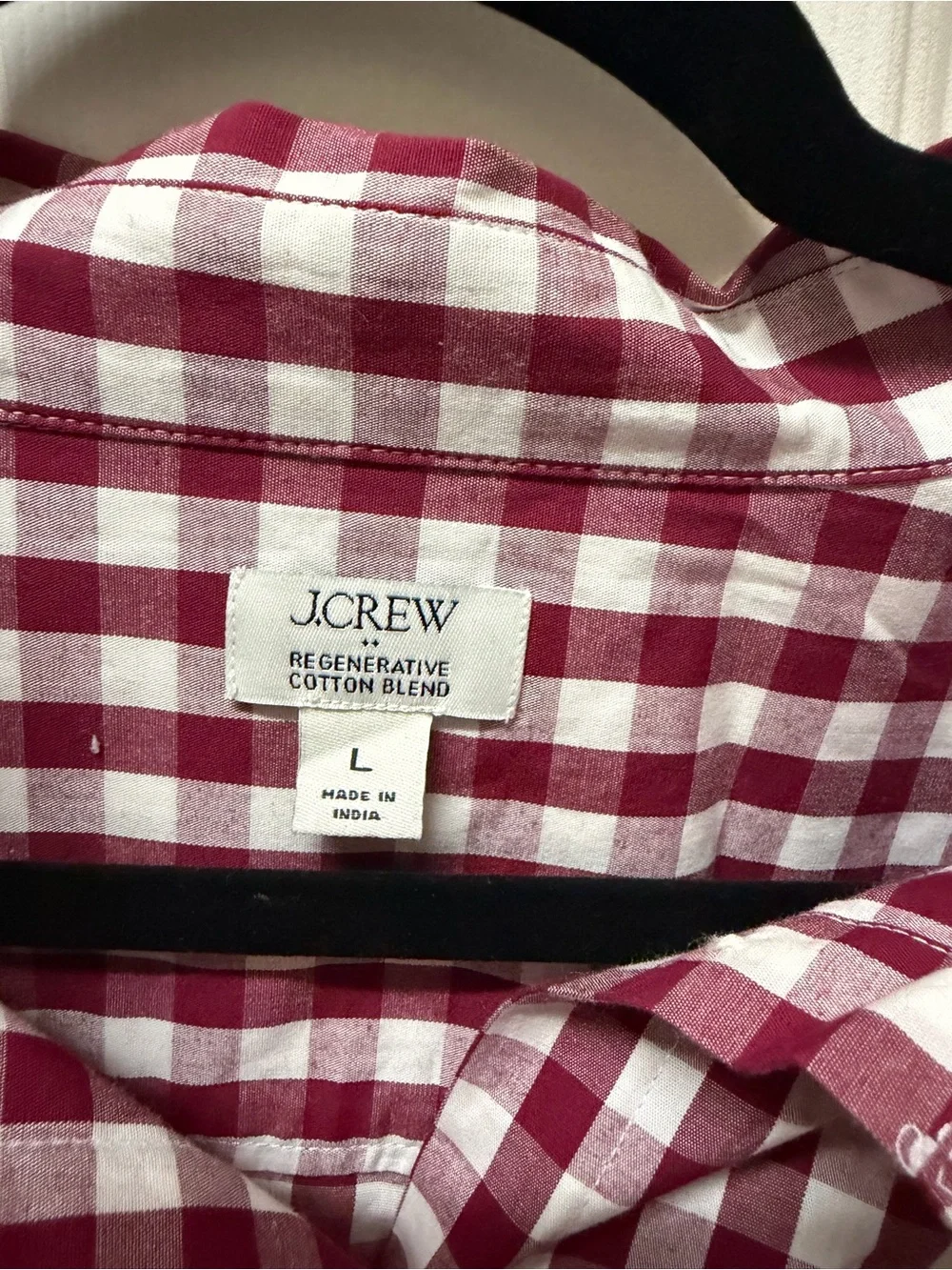J. Crew Men's Red and White Gingham Button-Down Shirt - Classic Check